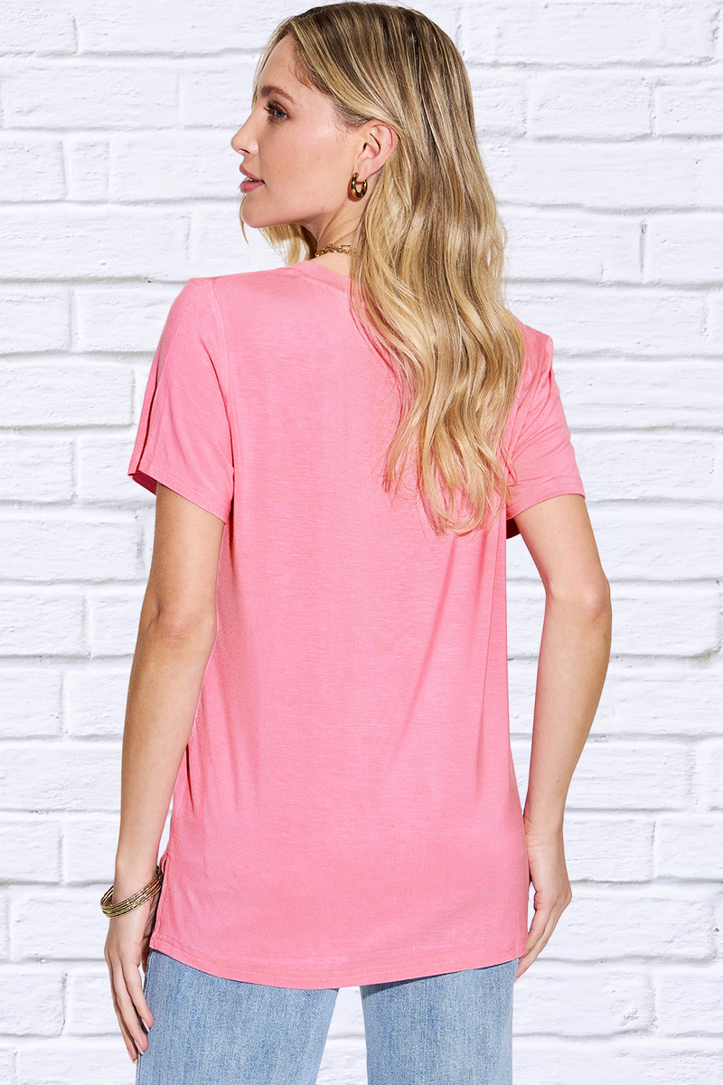 Basic Bae Full Size V-Neck High-Low T-Shirt