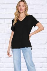 Basic Bae Full Size V-Neck High-Low T-Shirt