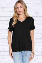 Basic Bae Full Size V-Neck High-Low T-Shirt