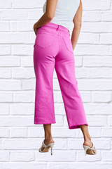 Crop Chloe Full Size Tummy Control High Waist Raw Hem Jeans
