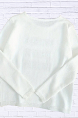 Coffee Beach Letter Side Slit Knit Top