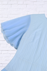 Ruffled Round Neck Flutter Sleeve Dress