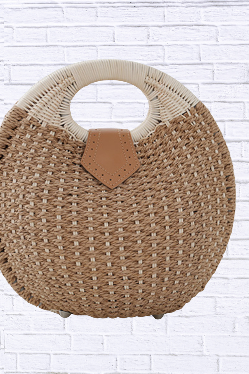 Straw Braided Round Handbag