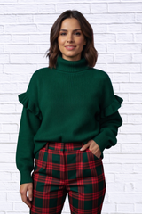 Turtleneck Dropped Shoulder Sweater – Women’s Oversized Knit Pullover for Cozy Effortless Style