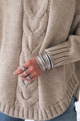 Full Size Cable-Knit Long Sleeve Sweater Plus Size