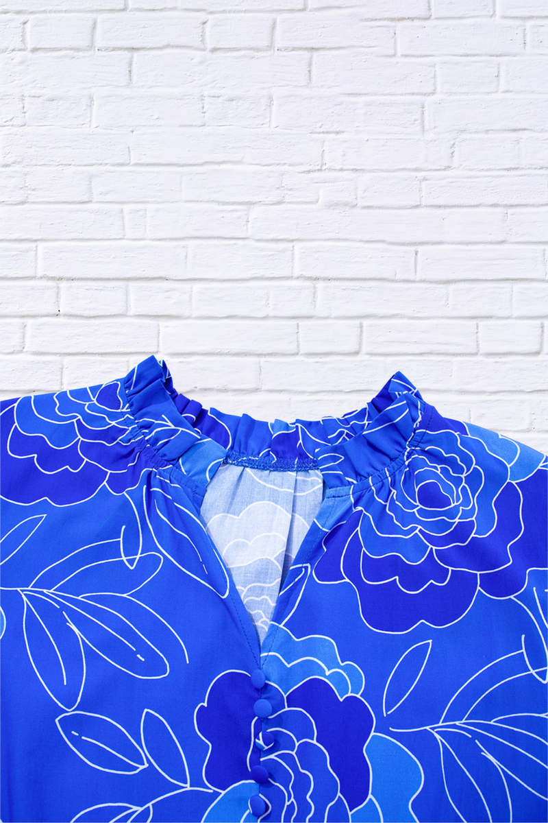 Ruffled Hem Short Sleeve Flowy Mini Dress