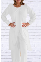 Full Size Slit Round Neck Long Sleeve Top and Pants Set