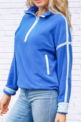 Half Zip Dropped Shoulder Sweatshirt