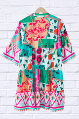 Scout Printed Surplice Half Sleeve Mini Dress
