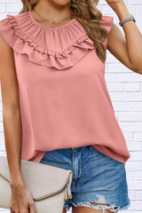 Ruffle Round Neck Blouse