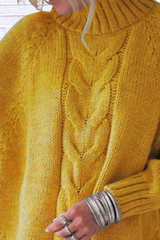 Full Size Cable-Knit Long Sleeve Sweater Plus Size