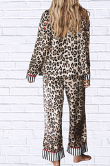 Leopard and Striped Trim Shirt and Pants Set