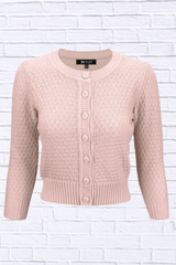 3/4 Sleeve Cute Pattern Cropped Cardigan Sweater