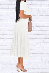 Textured Knit Short Sleeve Dress
