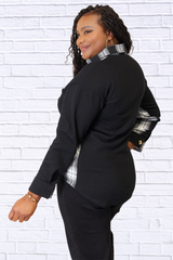 Mandy Plaid Collared Dropped Shoulder Jacket