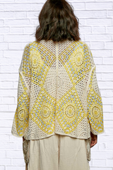 Elenor Open Front Crochet Cardigan with Granny Square Pattern