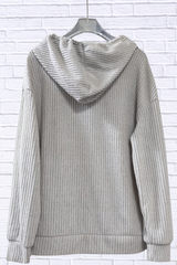 Button-Front Drawstring Hoodie