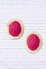 Raffia Straw Button Stud Earrings