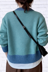 Color Block Button Up Cardigan