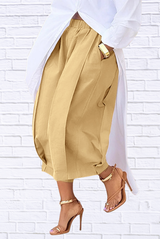 Plus Size Wide Leg Pleated Detail Cropped Pants