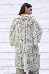 Floral Lace Textured Kimono