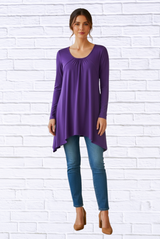 Sibella Pleated Front Long Sleeve Blouse