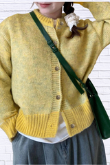 Color Block Button Up Cardigan