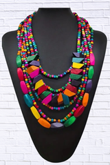 Multi Colorful Wooden Necklace