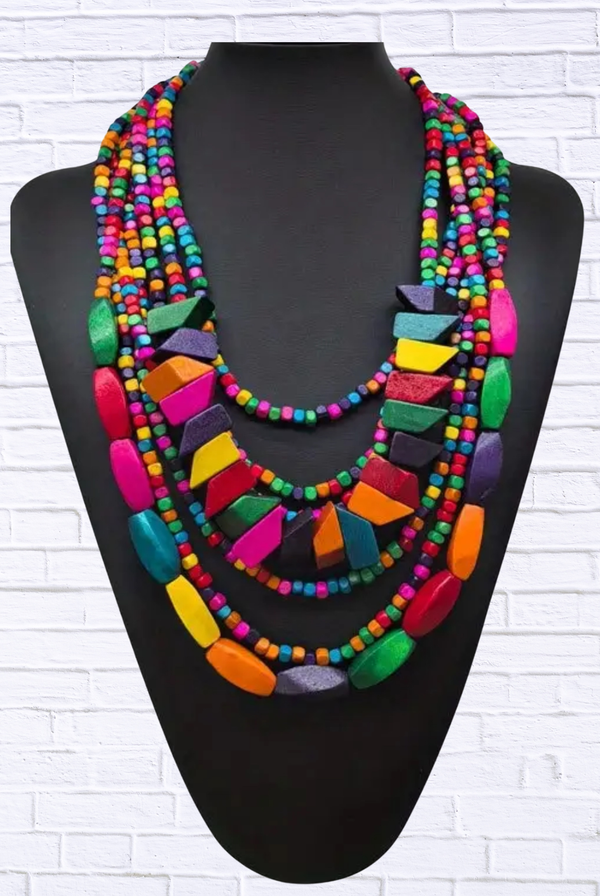 Multi Colorful Wooden Necklace
