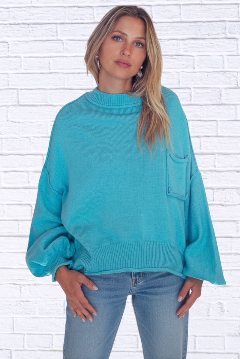 🩵 Changing Season Ribbed High-Neck Sweater