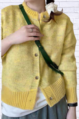 Color Block Button Up Cardigan