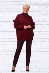 Turtleneck Dropped Shoulder Sweater – Women’s Oversized Knit Pullover for Cozy Effortless Style