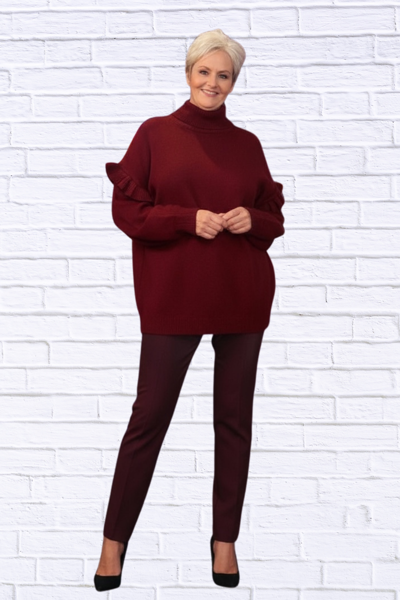 Turtleneck Dropped Shoulder Sweater – Women’s Oversized Knit Pullover for Cozy Effortless Style