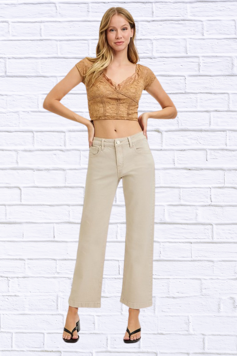 RISEN Full Size Tummy Control Mid Rise Ankle Straight Jeans Plus Size