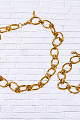 18K Gold-Plated Chunky Necklace and Bracelet Jewelry Set