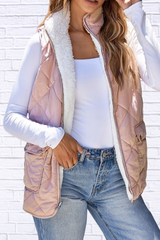 Quilted Sherpa-Lined Vest Coat