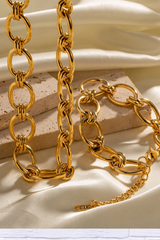 18K Gold-Plated Chunky Necklace and Bracelet Jewelry Set