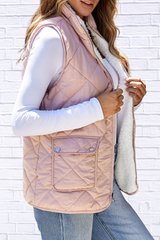 Quilted Sherpa-Lined Vest Coat