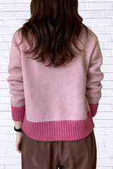 Color Block Button Up Cardigan