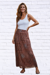 🤎 Boho Patchwork Printed Maxi Skirt
