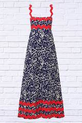 Printed Square Neck Wide Strap Maxi Dress