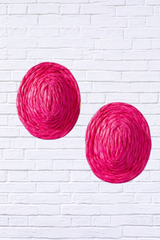 Raffia Straw Button Stud Earrings