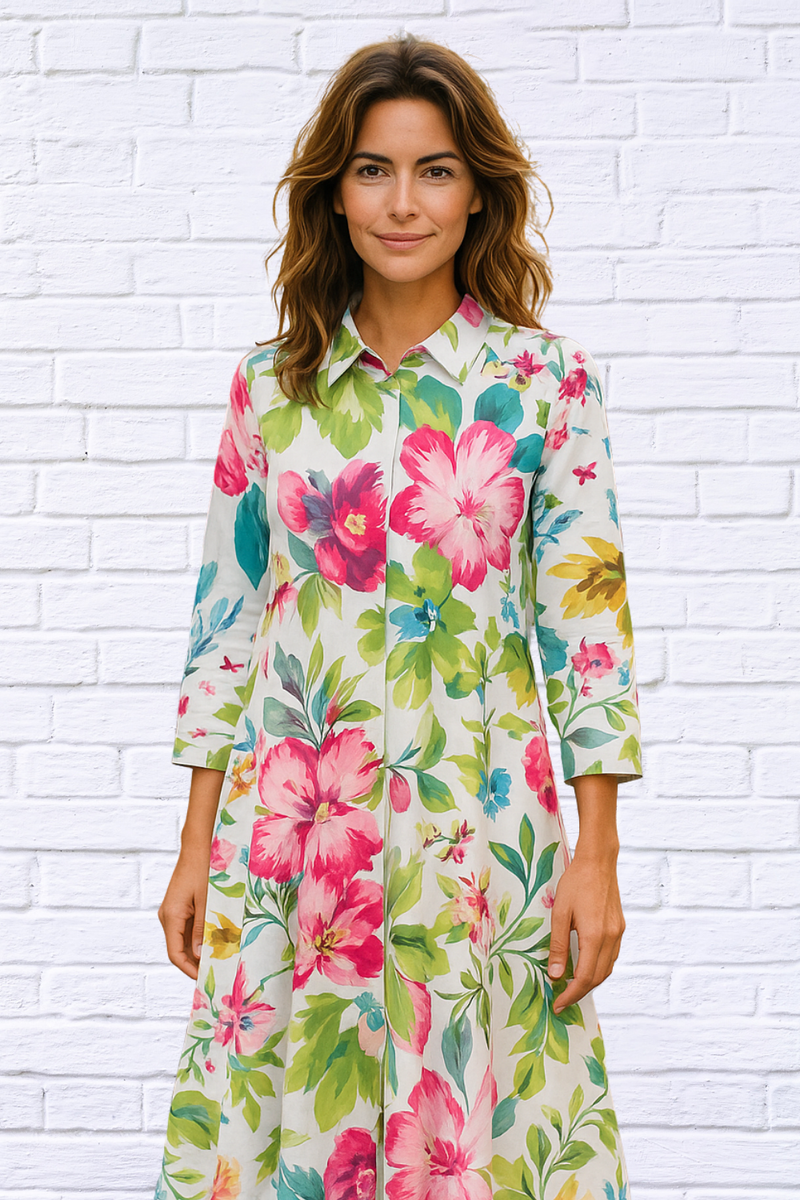 Chic Floral Print Long Sleeve Dress