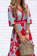 Floral Print Half Sleeve Maxi Dress