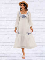 Skylo Printed Square Neck Balloon Sleeve Dress
