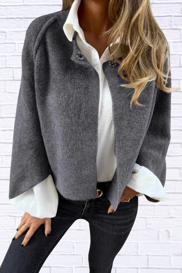 Full Size Solid Color Long Sleeve Outerwear Plus Size