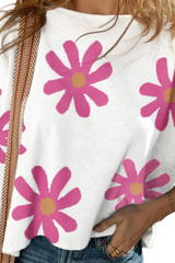 Tambourine Flower Round Neck Half Sleeve T-Shirt