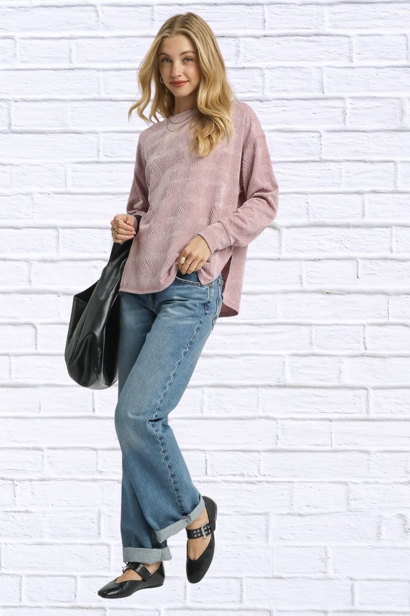 Umgee Textured Knit Long Sleeve Top