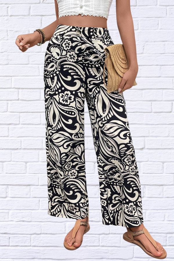 Printed Wide Leg Pants