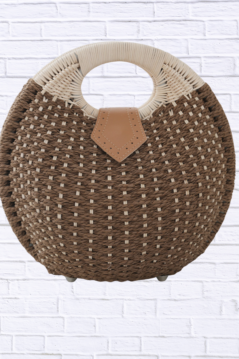 Straw Braided Round Handbag